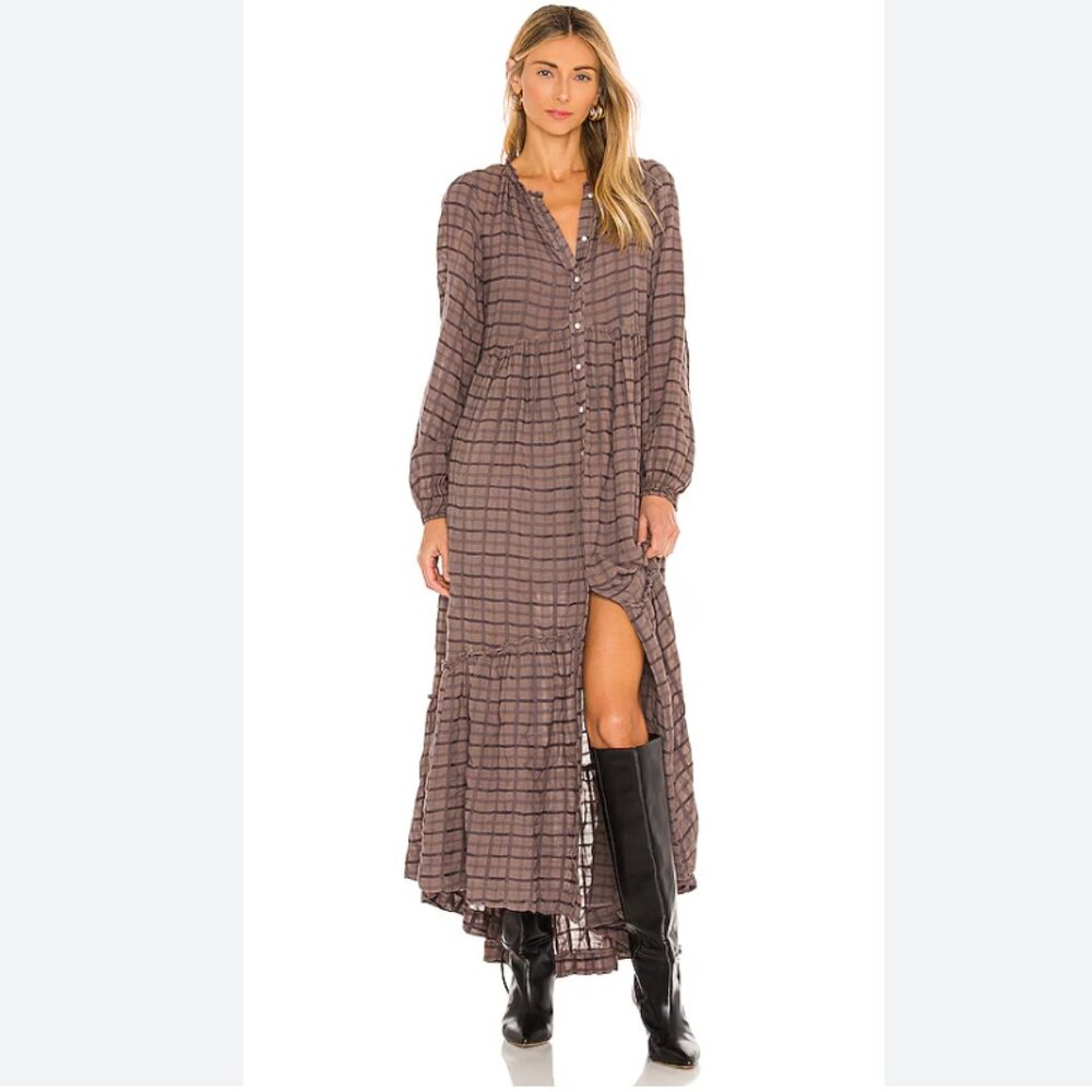 NWT Free People Edie Maxi Dress in Mushroom